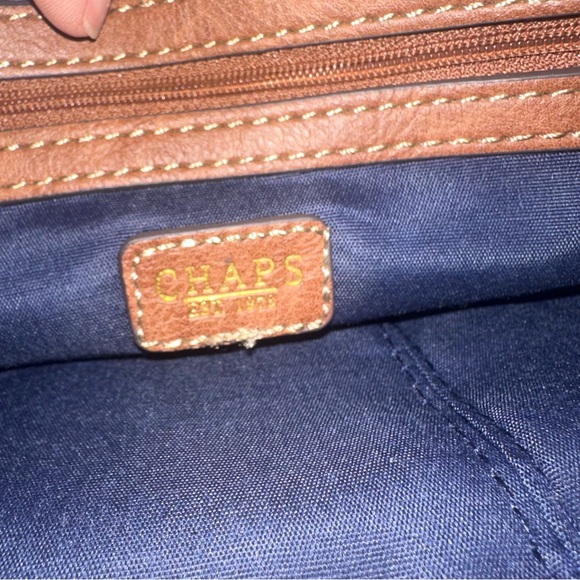Chaps Brown and Red Shoulder Bag with Leather Accents - Picture 11 of 11
